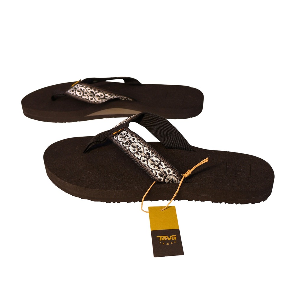 Teva Women 10 Mush II Flip Flop Black Companera Geometric Straps 4198-W
